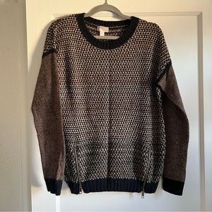 Forever 21 Contemporary Taupe Black Zippered Sweater